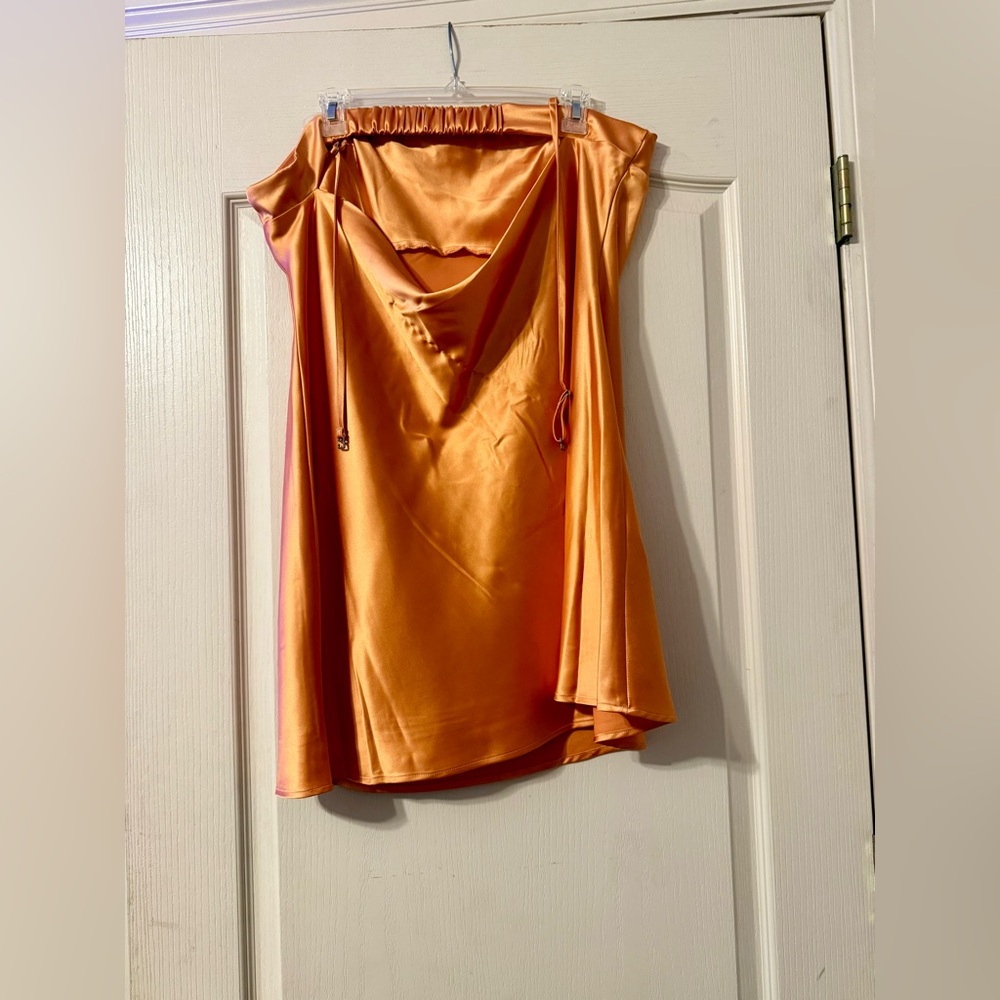 Wild Fable Satin Cowl Neck Slip Dress | Size XL | Orange Mini